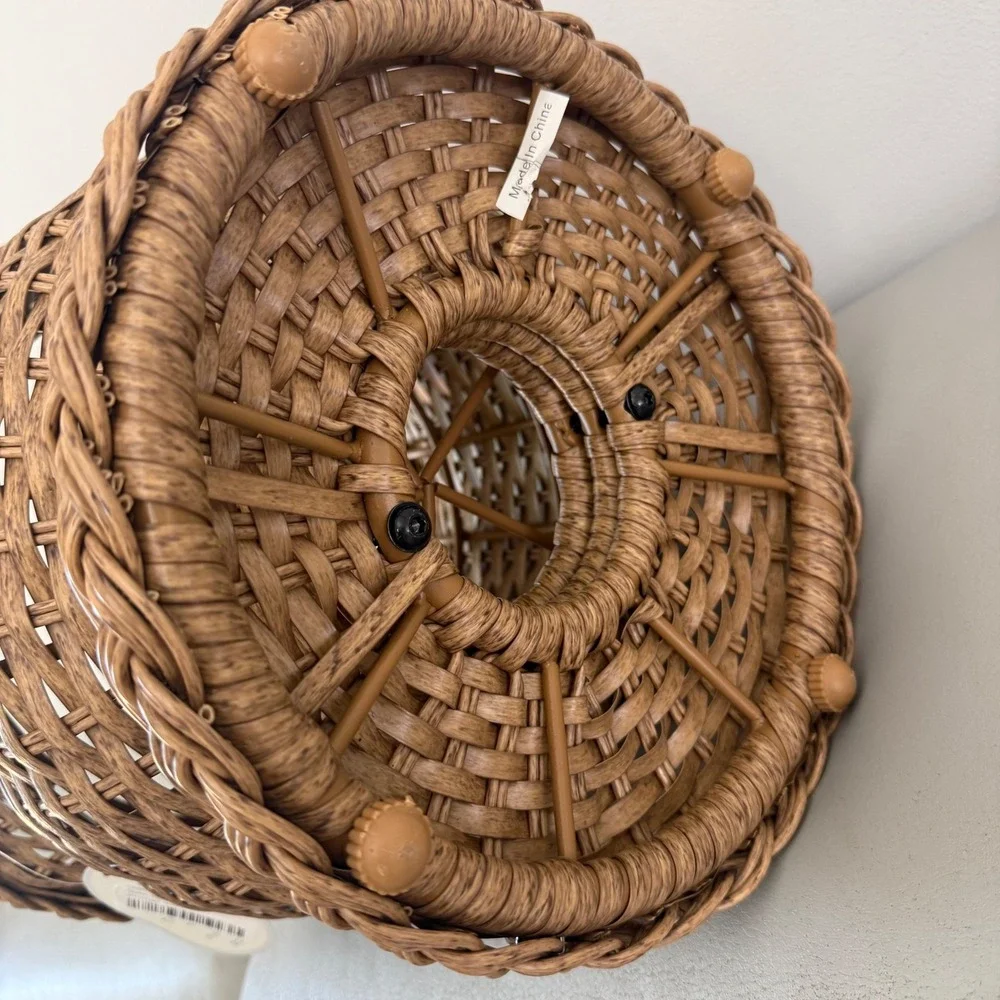 Threshold Studio McGee Woven Urn Planter Brown Wicker Outdoor Indoor 14in